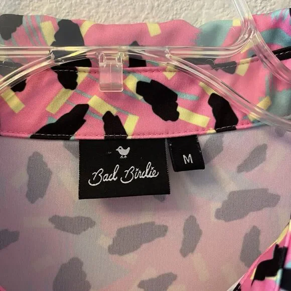 Bad Birdie Men's Polo Shirt Size Medium Short Sleeve Performance Golf 80's Retro - Picture 2 of 13